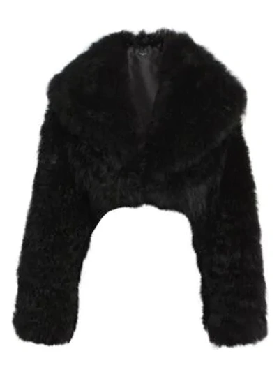 Shop Alaïa Brushed Shearling Cropped Coat In Black
