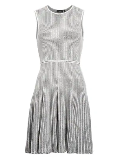 Shop Theory Novelty Marl Striped Flare Dress In White Black