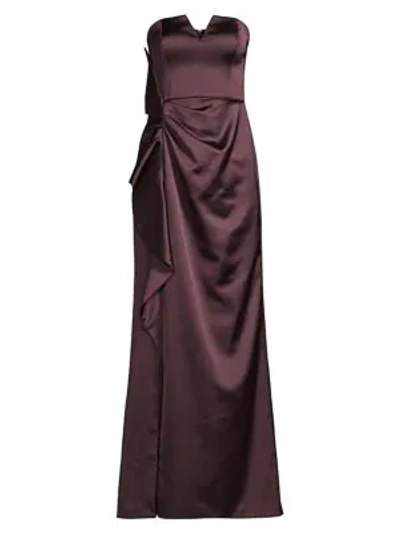 Shop Aidan Mattox Strapless Sweetheart Flare Gown In Raisin