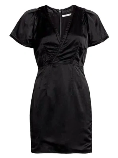 Shop Derek Lam 10 Crosby Surplice Strech-linen Sheath Dress In Black