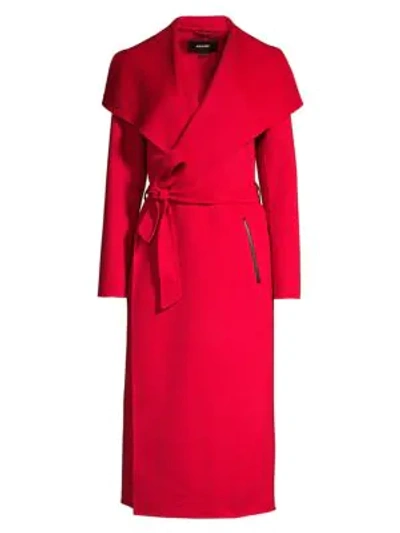 Shop Mackage Mai Asymmetrical Wool Coat In Red