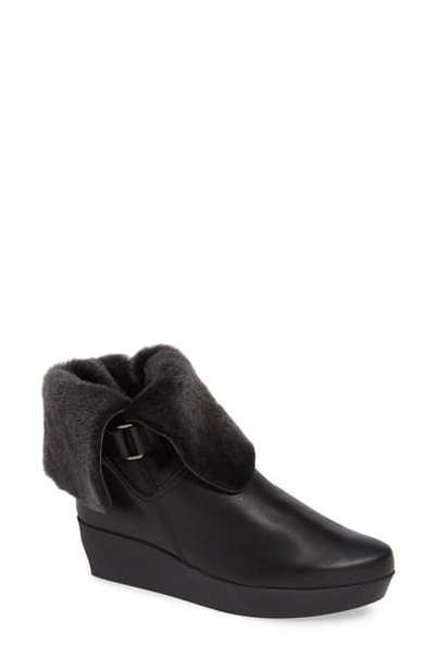 Shop Arche Fujosc Genuine Shearling Bootie In Noir Leather