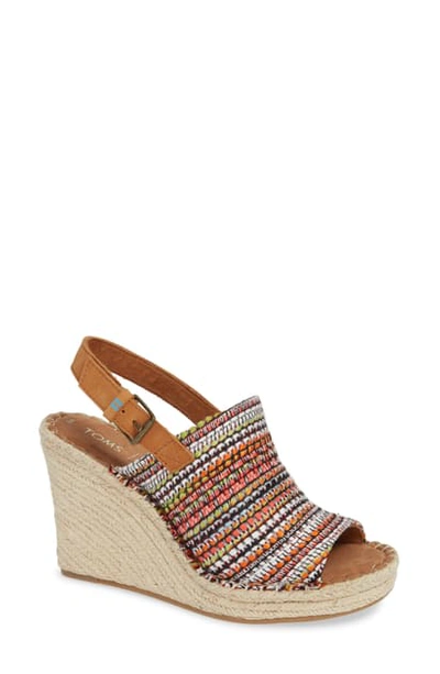 Shop Toms Monica Slingback Wedge In Cherry Tomato Woven Fabric