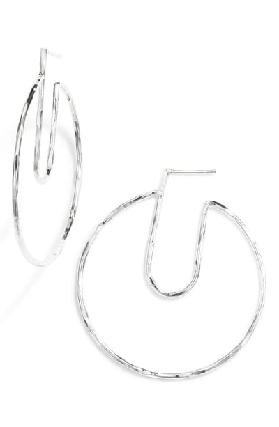 Shop Argento Vivo Hammered Cutout Hoop Earrings In Silver