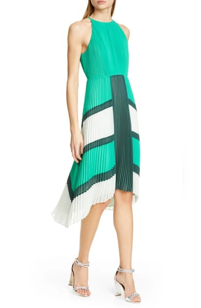 Shop Ted Baker Nellina Pleated Midi Dress In Bright Green