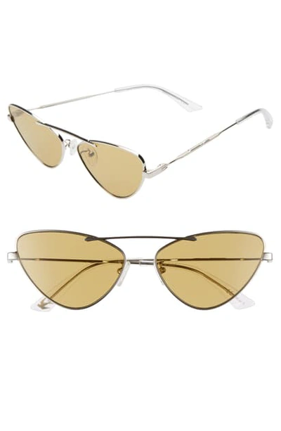 Shop Mcq By Alexander Mcqueen 59mm Cat Eye Sunglasses - Silver/ Yellow