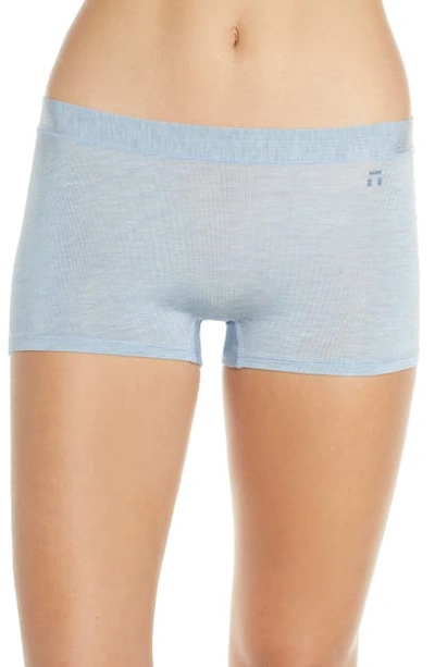 Shop Tommy John Second Skin Luxe Rib Boyshorts In China Blue Heather