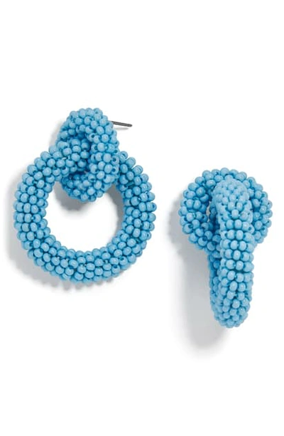 Shop Baublebar Mini Emma Beaded Hoop Earrings In Light Blue