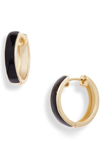 Shop Argento Vivo Enamel Plated Hoop Earrings In Gold/ Black