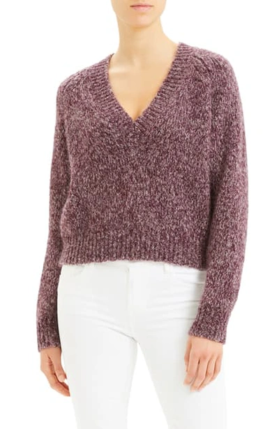 Shop Theory Marl V-neck Sweater In Mulberry/ Thistle