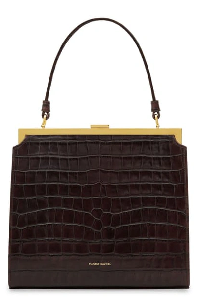 Shop Mansur Gavriel Elegant Croc Embossed Leather Bag In Classic