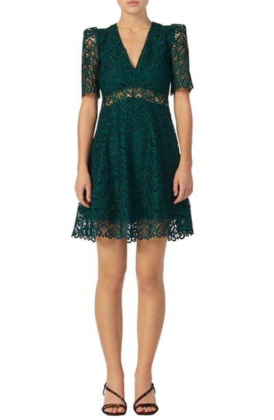 Shop Sandro Hearty Lace Fit & Flare Cocktail Dress In Green