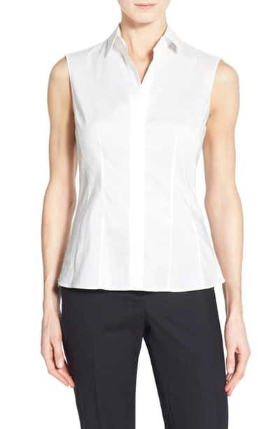 Shop Hugo Boss Bashiva Stretch Poplin Blouse In White