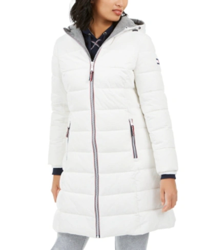 Tommy Hilfiger Front-zip Hooded Puffer Coat In White | ModeSens