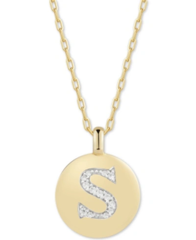 Shop Alex Woo Swarovski Zirconia Initial Reversible Charm Pendant Necklace In 14k Gold-plated Sterling Silver, Adj