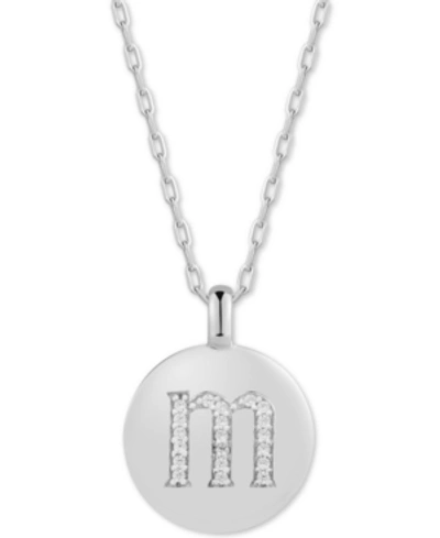 Shop Alex Woo Cubic Zirconia Initial Reversible Charm Pendant Necklace In Sterling Silver, Adjustable 16"-20" In M