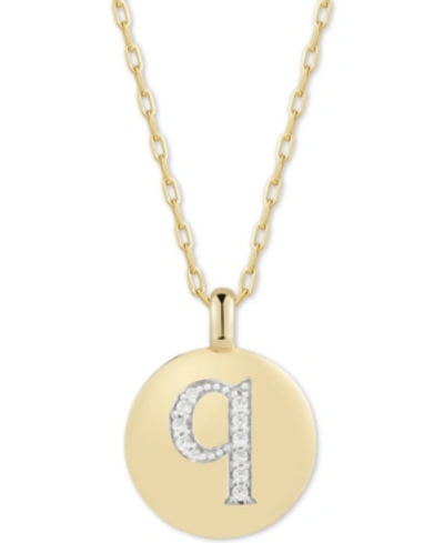 Shop Alex Woo Cubic Zirconia Initial Reversible Charm Pendant Necklace In 14k Gold-plated Sterling Silver, Adjusta In Q