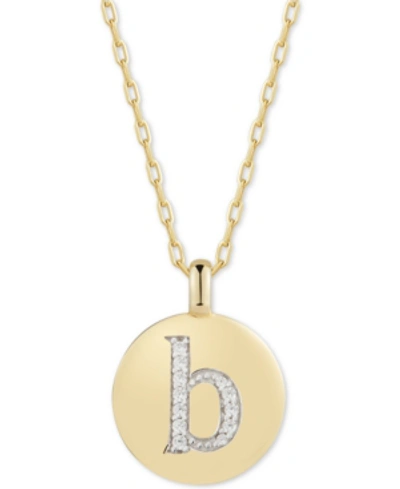 Shop Alex Woo Swarovski Zirconia Initial Reversible Charm Pendant Necklace In 14k Gold-plated Sterling Silver, Adj In B