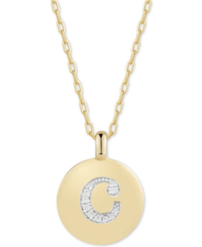 Shop Alex Woo Swarovski Zirconia Initial Reversible Charm Pendant Necklace In 14k Gold-plated Sterling Silver, Adj