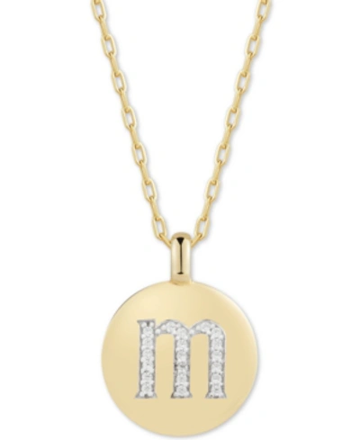 Shop Alex Woo Swarovski Zirconia Initial Reversible Charm Pendant Necklace In 14k Gold-plated Sterling Silver, Adj In M