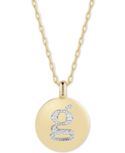 Shop Alex Woo Swarovski Zirconia Initial Reversible Charm Pendant Necklace In 14k Gold-plated Sterling Silver, Adj