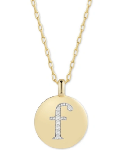 Shop Alex Woo Swarovski Zirconia Initial Reversible Charm Pendant Necklace In 14k Gold-plated Sterling Silver, Adj In F