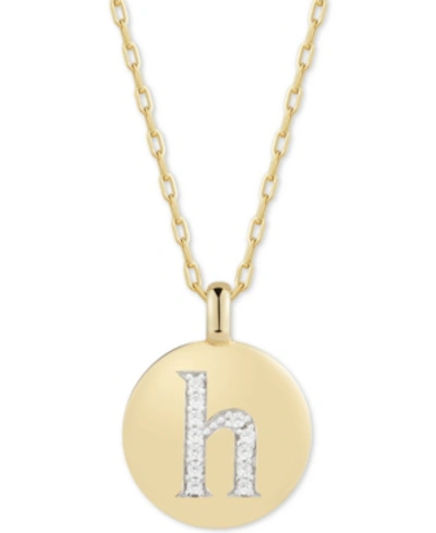 Shop Alex Woo Swarovski Zirconia Initial Reversible Charm Pendant Necklace In 14k Gold-plated Sterling Silver, Adj In H