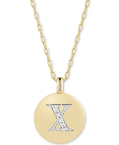 Shop Alex Woo Swarovski Zirconia Initial Reversible Charm Pendant Necklace In 14k Gold-plated Sterling Silver, Adj In X