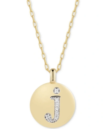 Shop Alex Woo Swarovski Zirconia Initial Reversible Charm Pendant Necklace In 14k Gold-plated Sterling Silver, Adj In J