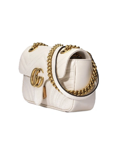 Shop Gucci Gg Marmont Leather Bag In White
