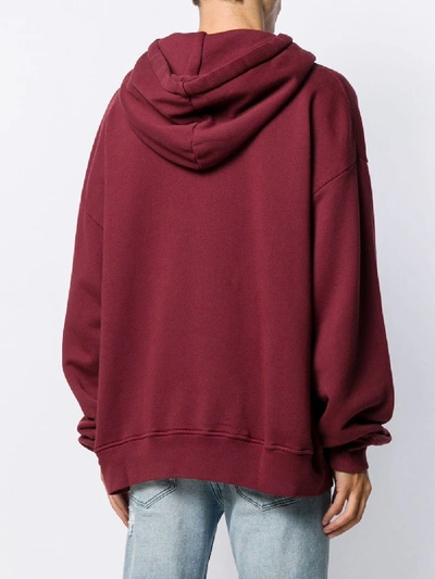 Shop Amiri Logo Print Hooded Sweatshirt In Red