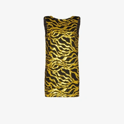 Shop Halpern Printed Mini Dress In Gold