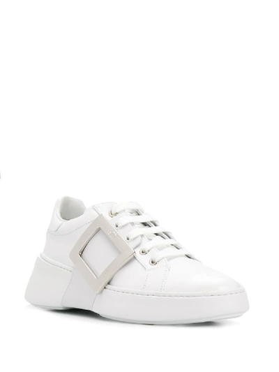 Shop Roger Vivier Viv Skate Leather Sneakers In White