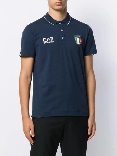 Ea7 Emporio Armani Italia Team Polo Shirt In Blue | ModeSens