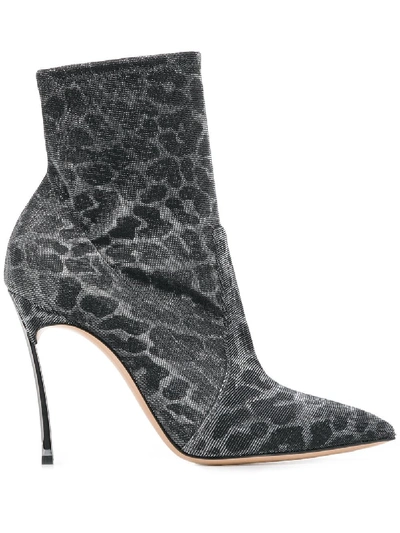 Shop Casadei Leo Printed Blade Ankle Boots In Brown