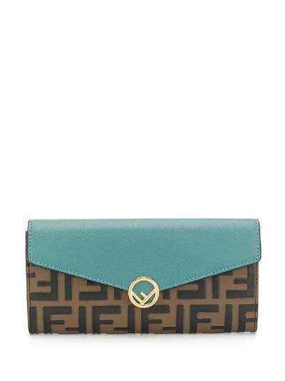 Shop Fendi F Is   Continental Leather Wallet In Green