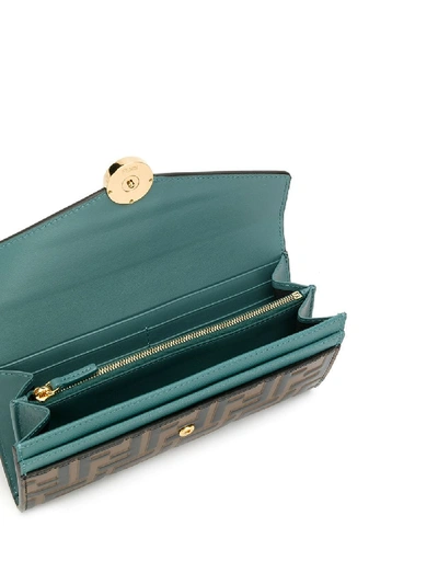 Shop Fendi F Is   Continental Leather Wallet In Green