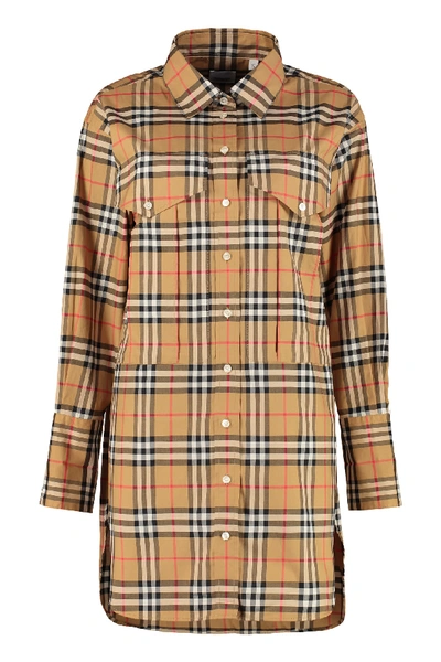 Shop Burberry Printed Cotton Shirt In Beige