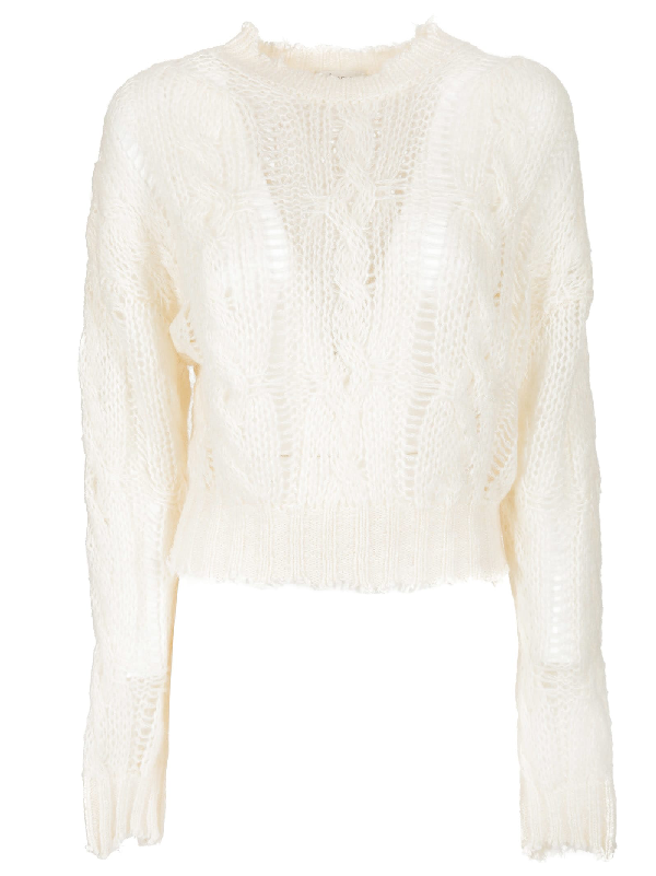 acne frayed cable knit sweater