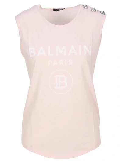 Shop Balmain Tank Top In Pink