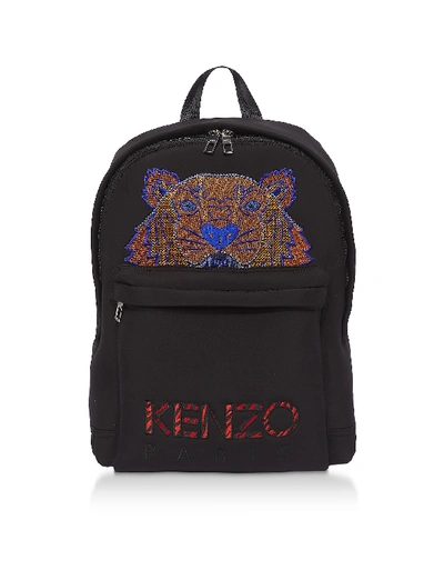 Shop Kenzo Black Neoprene Neon Tiger Backpack