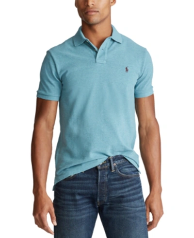 Shop Polo Ralph Lauren Men's Classic Fit Mesh Polo In Teal Heather