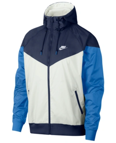 Shop Nike Men's Sportswear Windrunner Jacket In White/navy/blue