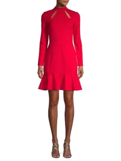 Shop Alice And Olivia Marisela Cutout Dress In Ruby
