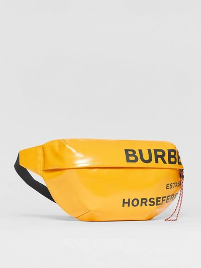 Shop Burberry Extra Large Horseferry Print Coated Canvas Bag In Yellow