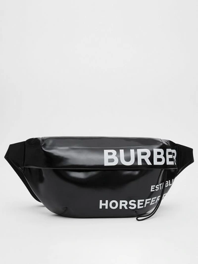Extra Large Horseferry Print Coated Canvas Bag In Black