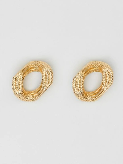 Shop Burberry Crystal Gold-plated Chain-link Hoop Earrings In Light Gold