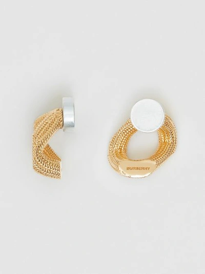 Shop Burberry Crystal Gold-plated Chain-link Hoop Earrings In Light Gold