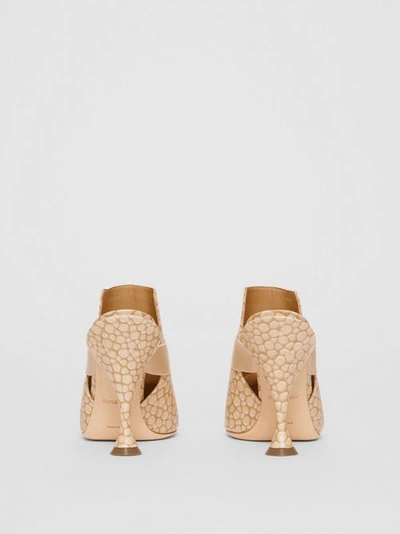 Shop Burberry Stingray Print Leather Point-toe Mules In Light Sand