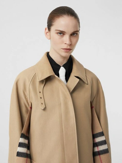 Shop Burberry Scarf Detail Cotton Gabardine Car Coat In Honey